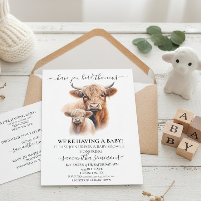 Har du hört Highland Cow Baby Shower-nyheterna Inbjudningar (Skapare uppladdad)