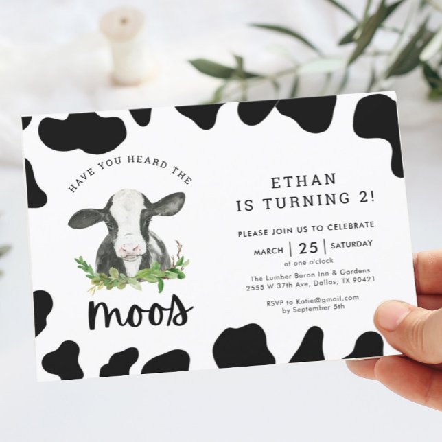 Har du hört Moos Cow Boy på födelsedagen? Inbjudningar (Skapare uppladdad)