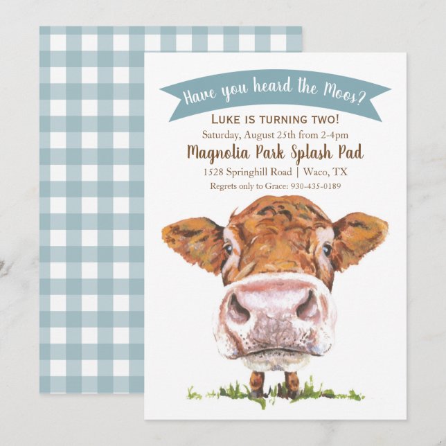 Har du hört moos-inbjudan på födelsedagen? inbjudningar (Fram/baksida)