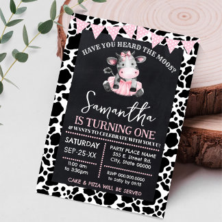 Har du hört Moos Rosa Cow Ballerina Birthday? Inbjudningar