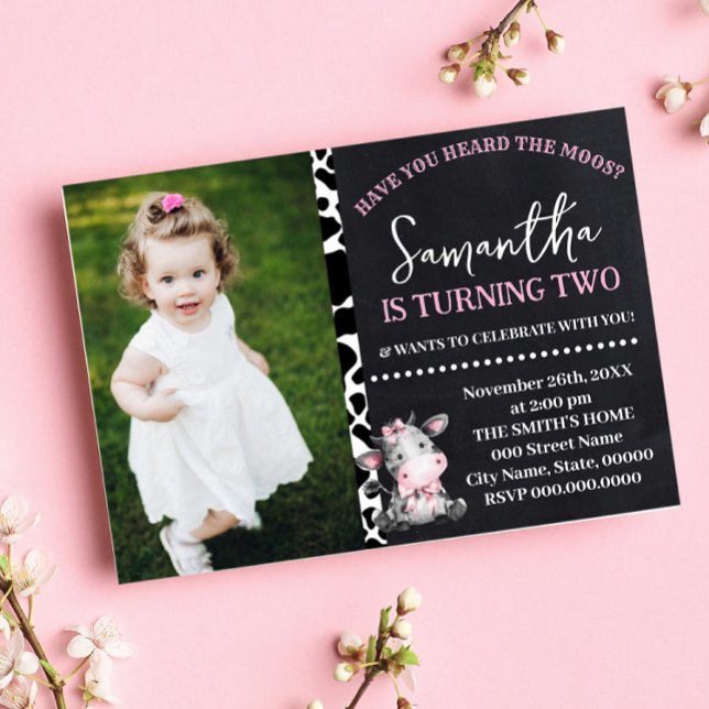 Har du hört Moos Rosa Cow Birthday? Inbjudningar (Skapare uppladdad)