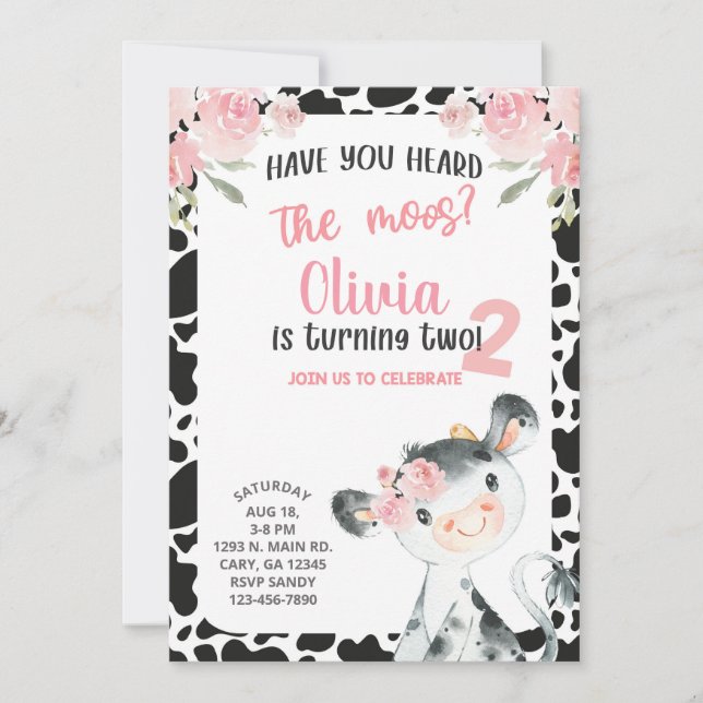 Har du hört mooskon Girl Birthday Inbjudan? Inbjudningar (Framsida)