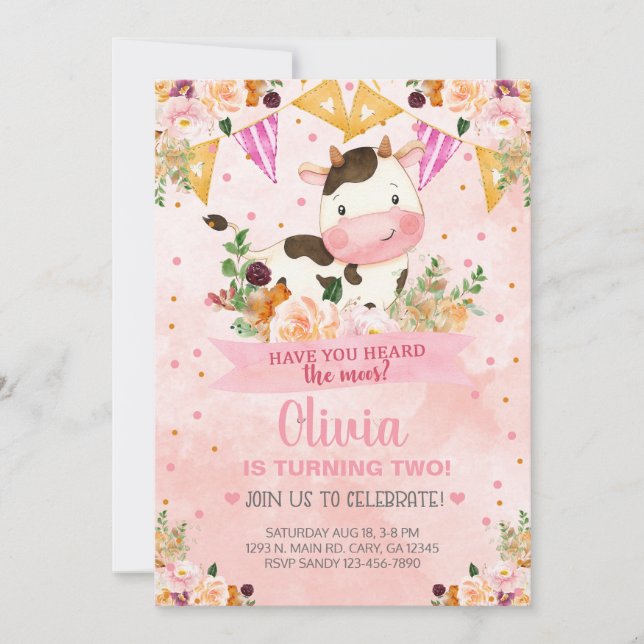 Har du hört mooskon Girl Birthday Inbjudan? Inbjudningar (Framsida)