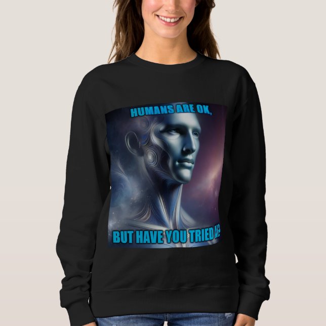 Har du provat AI - Dam Svart Långärmad T Shirt (Framsida)