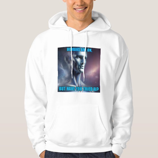 Har du provat AI - Herrens vita hoodie (Framsida)