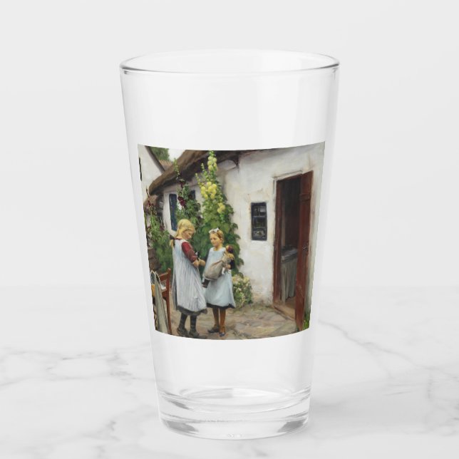 Har du sett min kattunge? (av H.A. Brendekilde) Glaskopp (Framsida)