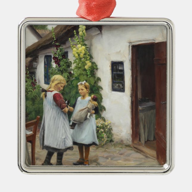 Har du sett min kattunge? (av H.A. Brendekilde) Julgransprydnad Metall (Framsidan)