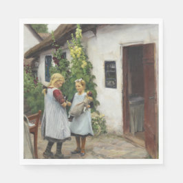 Har du sett min kattunge? (av H.A. Brendekilde) Pappersservett