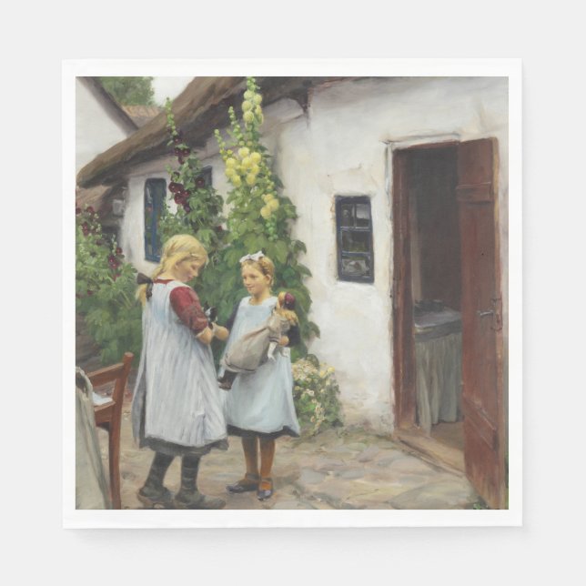 Har du sett min kattunge? (av H.A. Brendekilde) Pappersservett (Framsidan)