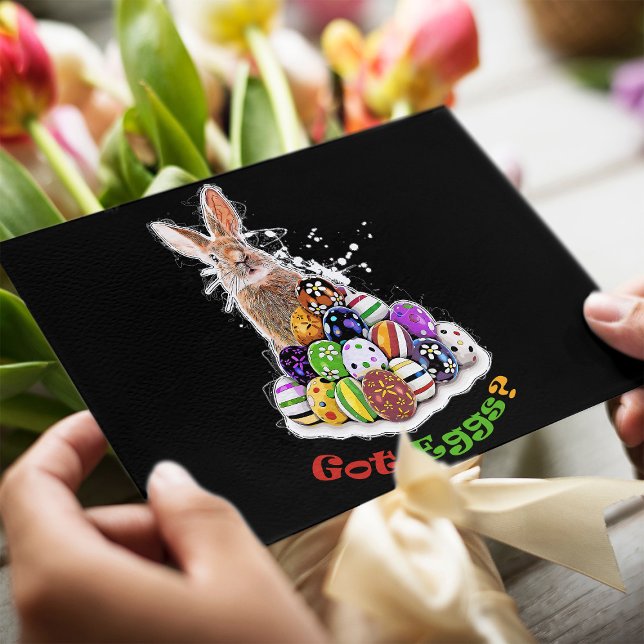 Har Eggs? Funny Påskhare Eggs Vykort (Got Eggs? Funny Easter Bunny Eggs. Postcard)