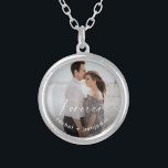 Har en anpassad Nice-ring-foto Silverpläterat Halsband<br><div class="desc">"Forever har en trevlig ring till det",  fotnotshalsband.</div>