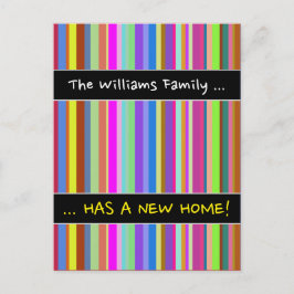".. HAR ETT NYTT HEMMA!" + Rand av OLIKA Färg Meddelande Vykort