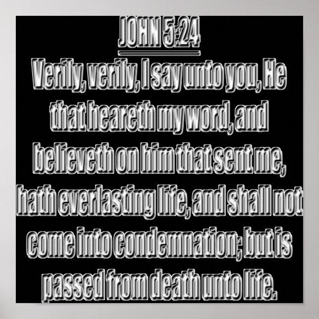 Har Evigt Liv John 5 24 KJV Poster (Framsidan)