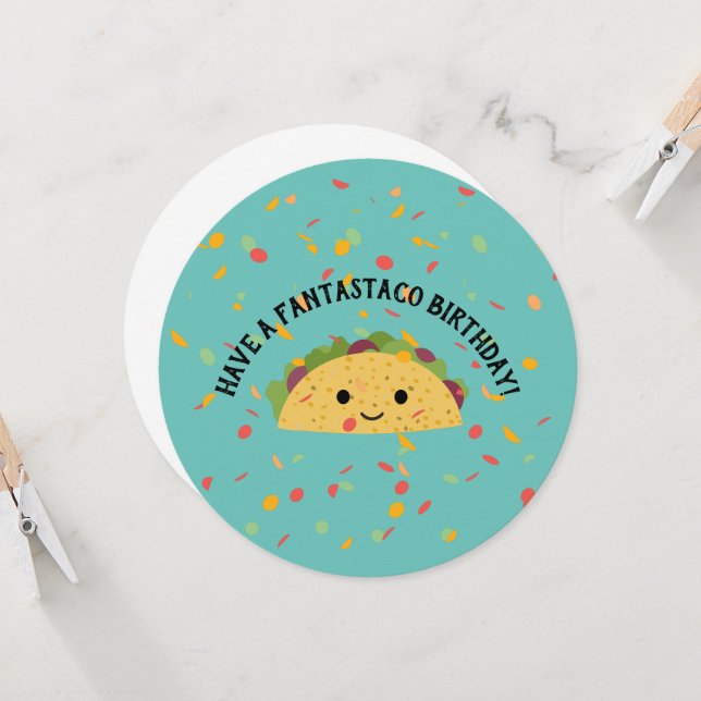 Har Fantastaco Birthday Cute Kawaii Taco Kort (Fram/Back In Situ)