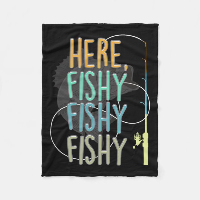 Här fiskar fiskare Rod Fish Fishing Sayi Fleecefilt (Framsidan)
