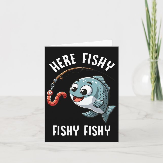 Här Fiskerefloj Mask Cute Fish Fisherman Kort (Framsida)