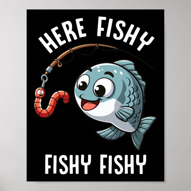 Här Fiskerefloj Mask Cute Fish Fisherman Poster (Framsidan)