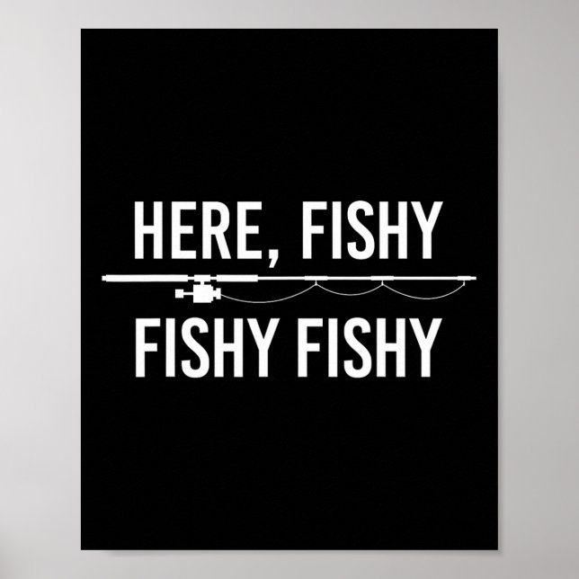 Här Fiskig Fisk Rollig Fiske Pappa Fiskare Poster (Framsidan)