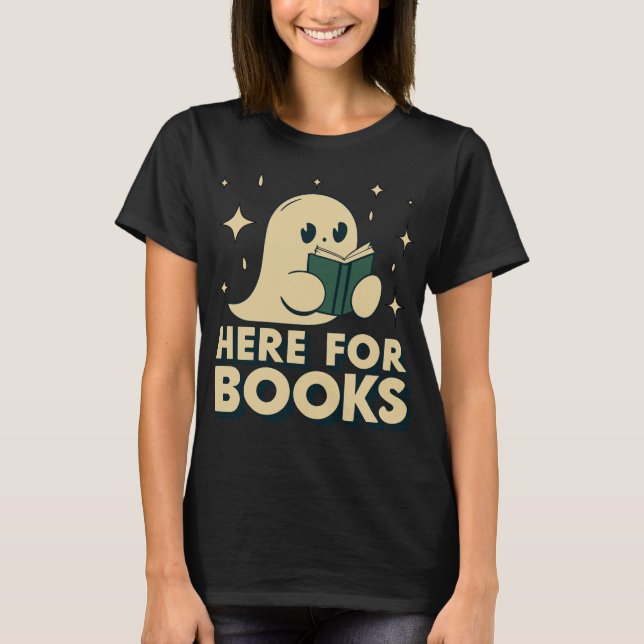 Här för Bokar Cute Ghost Librarian T Shirt (Framsida)