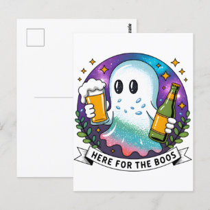 Här för Boos Beer Ghost-Funny Halloween 2025 Vykort
