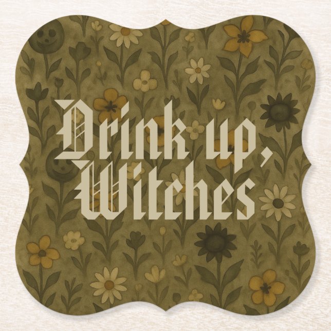 Här för "Boos" Drink uppåt, Witches Underlägg Papper (Framsida)
