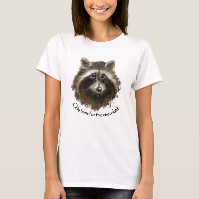 Här för Chocolate, Cute Raccoon, Animal Tee (Framsida)