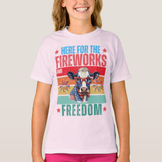 Här för Fireworks and Freedom, Patriot Cow T Shirt