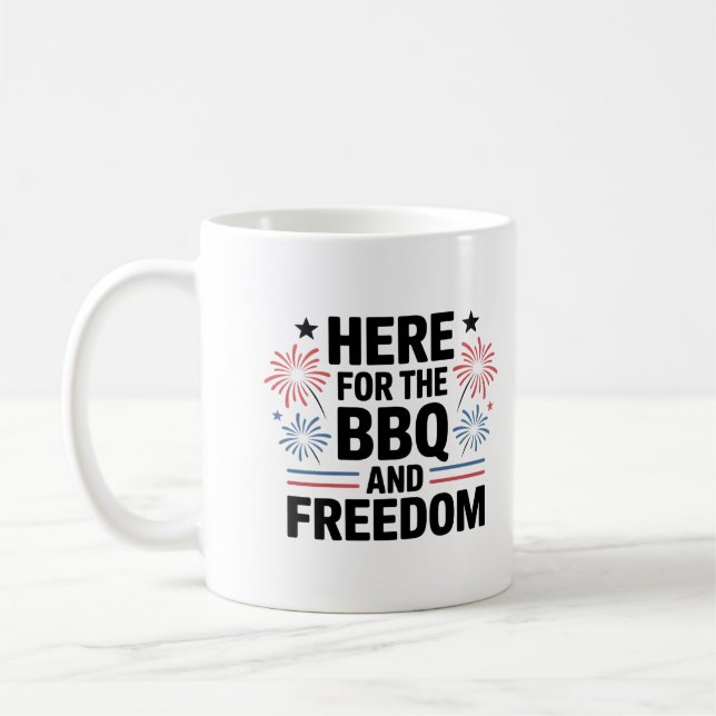 Här för grillfest och frihet 4:e juli kaffemugg (Vänster)