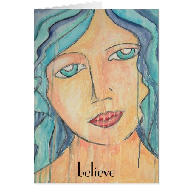 Hår för konstkortblått hälsningskort (Framsidan)