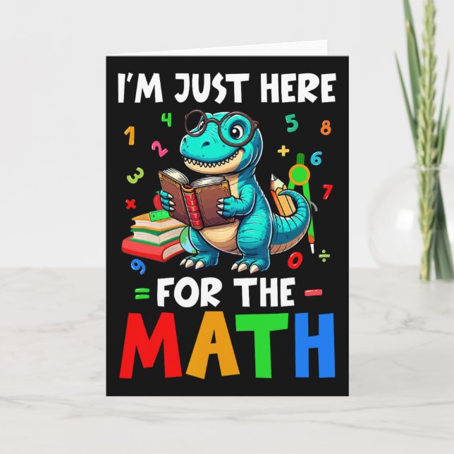 Här För Matten Söt T-Rex Räkna Nummer Matte  Kort (Framsida)