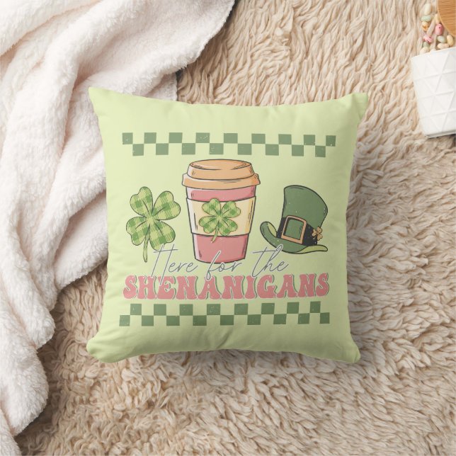 Här för shenanigans-Klöver-kaffe Kudde (Filt)