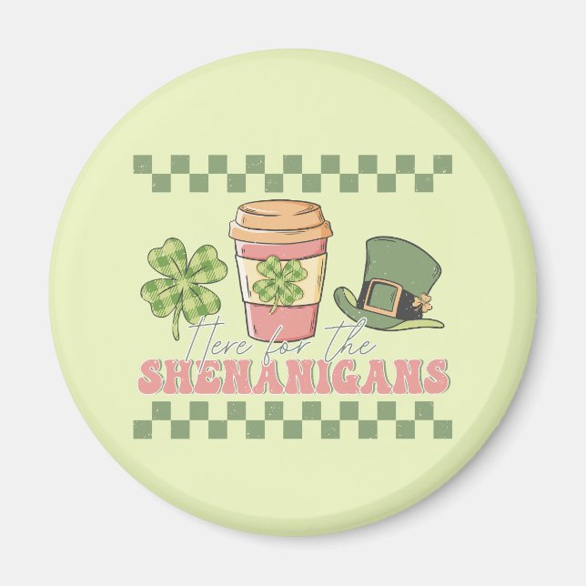Här för shenanigans-Klöver-kaffe Magnet (Framsidan)