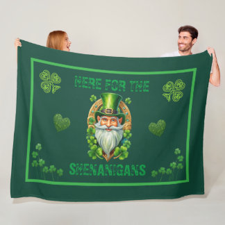 Här för Shenanigans Leprechaun irländska  Fleecefilt