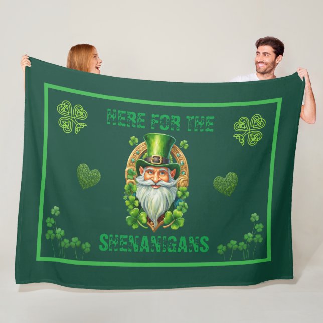 Här för Shenanigans Leprechaun irländska  Fleecefilt (På plats)