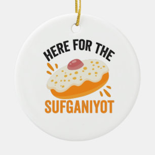 Här för sufganiyot Funny Jewish Hanukkah Gift Julgransprydnad Keramik