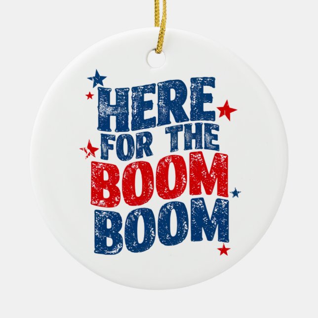 Här för The Boom 4 juli Patriotisk  Julgransprydnad Keramik (Framsidan)