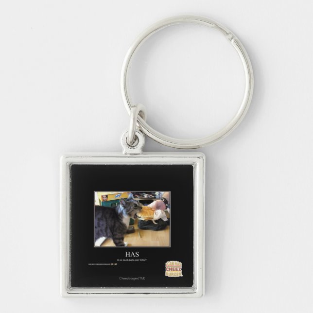 Har Fyrkantig Silverfärgad Nyckelring (Framsidan)