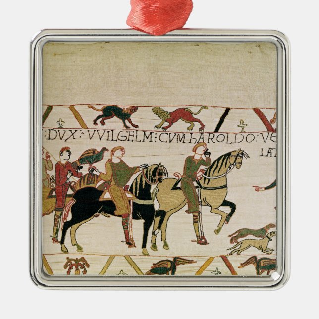 Här går hertigen William med Harold till hans Julgransprydnad Metall (Framsidan)