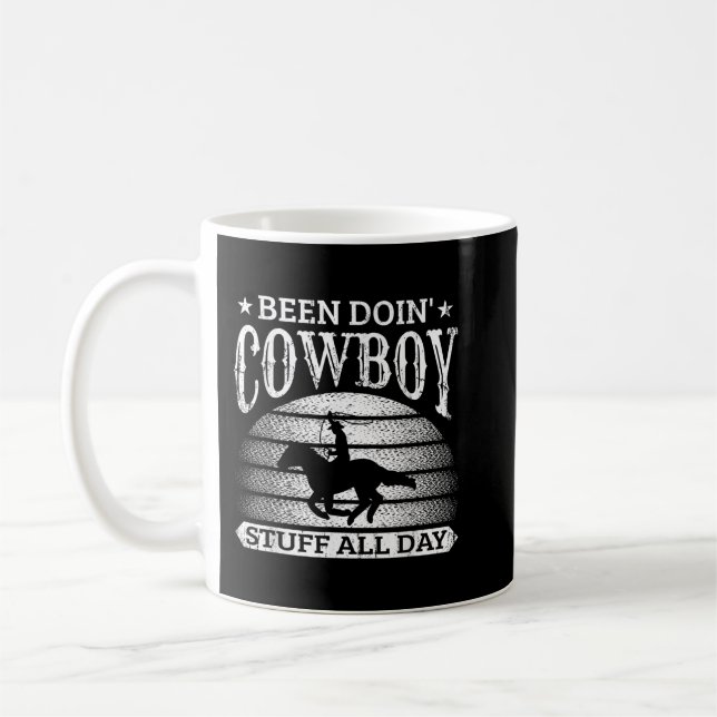 Har gjort Cowboy Saker Tävla Hors hela dagen Kaffemugg (Vänster)
