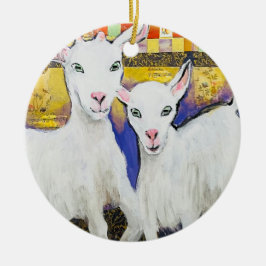 Har Goat #3: Frisky Kids porcelain ornament
