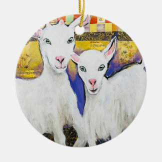 Har Goat #3: Frisky Kids porcelain ornament