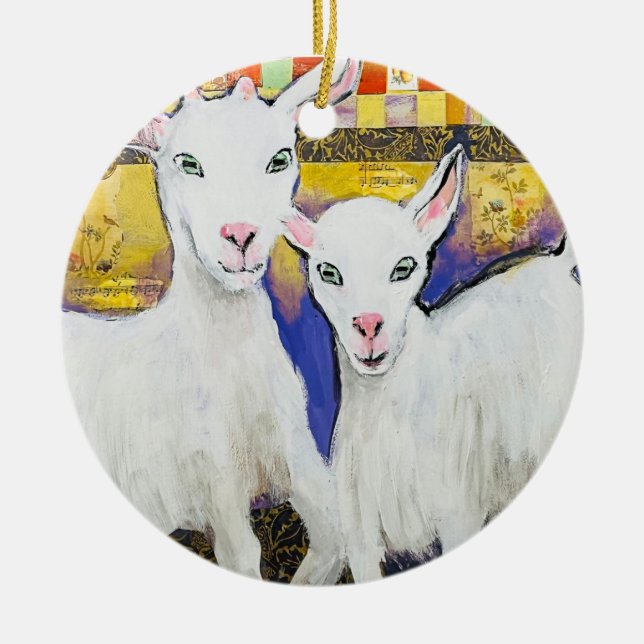 Har Goat #3: Frisky Kids porcelain ornament (Framsidan)