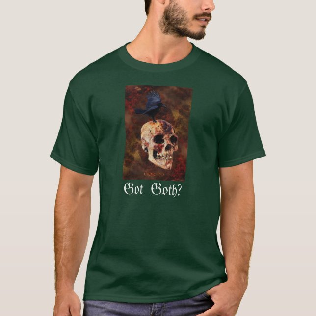 HAR GOTH? Creepy Gothic Skull och Kråka - Hallowee T-shirt (Framsida)