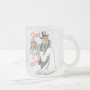 Har Hitched bröllopsresamuggen Frostad Glasmugg