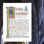 HÄR HJÄLPER JAG MARTIN LUTHER QUOTE CANVASTRYCK<br><div class="desc">Martin Luthers banbrytande inställning som aldrig blir gammal. "Här står jag, jag kan inte göra något annat. Sedan dess förtjänar er majestät och ert ordförandeskap ett enkelt svar. Jag svarar utan horn och utan tänder. Om jag inte är övertygad av Scripture och rättfärdigat kan jag inte acceptera popes och råds...</div>