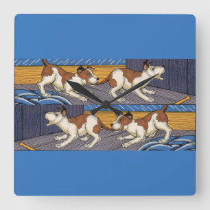 HÄR! hund hund bitor Fyrkantig Klocka