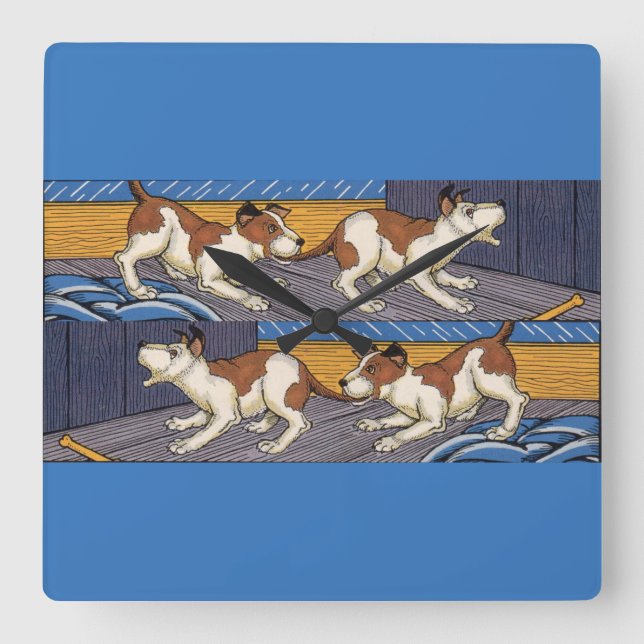 HÄR! hund hund bitor Fyrkantig Klocka (Framsida)