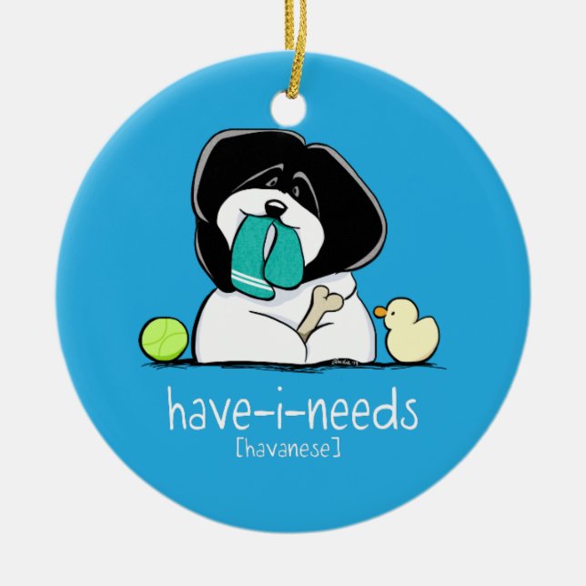 Har-i-behöver Havanese Bold off-Leash Art™ Julgransprydnad Keramik (Framsidan)