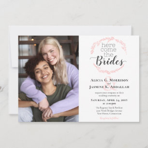 Här i Komen Brides Modern Rosa Bröllop Inbjudningar