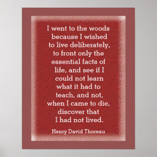 Har inte levt - Thoreau-citat - konsttryck Poster
